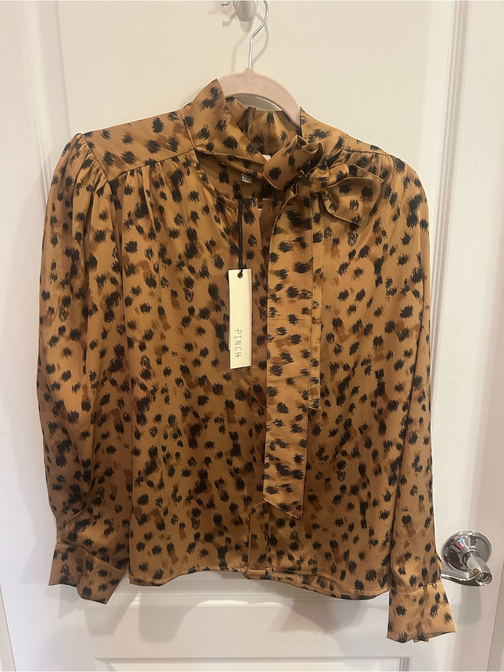 Pinch Brown Leopard-Print Bow-Tie Blouse